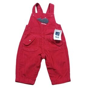 Osh Kosh Vintage NWT Deadstock Red Whale Corduroy‎ Cargo Overalls 6/9M